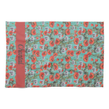Red and Aqua Poppies Muster Personalisiert