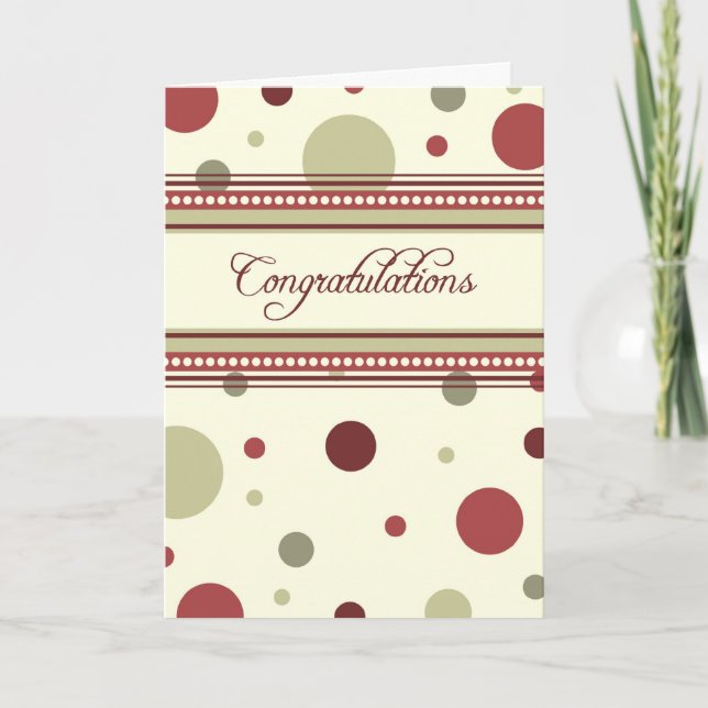 Red and Beige Dots Employee Anniversary Card Karte (Vorderseite)