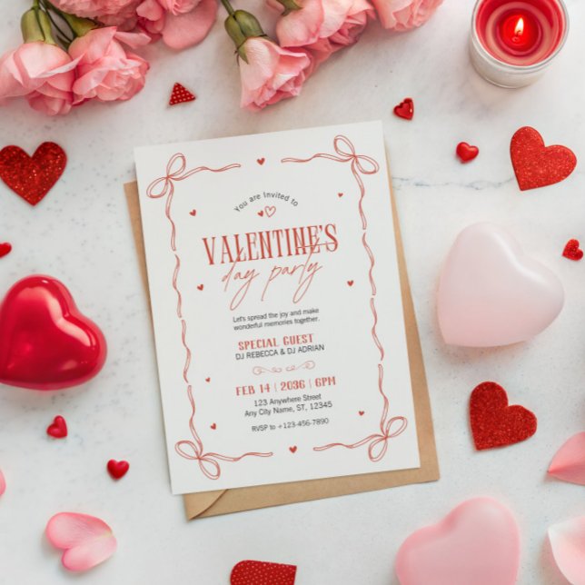 Red And Beige Valentine's Day Party Invitation Einladung (Von Creator hochgeladen)