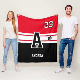 Red and Black All Sport Letter Fleecedecke