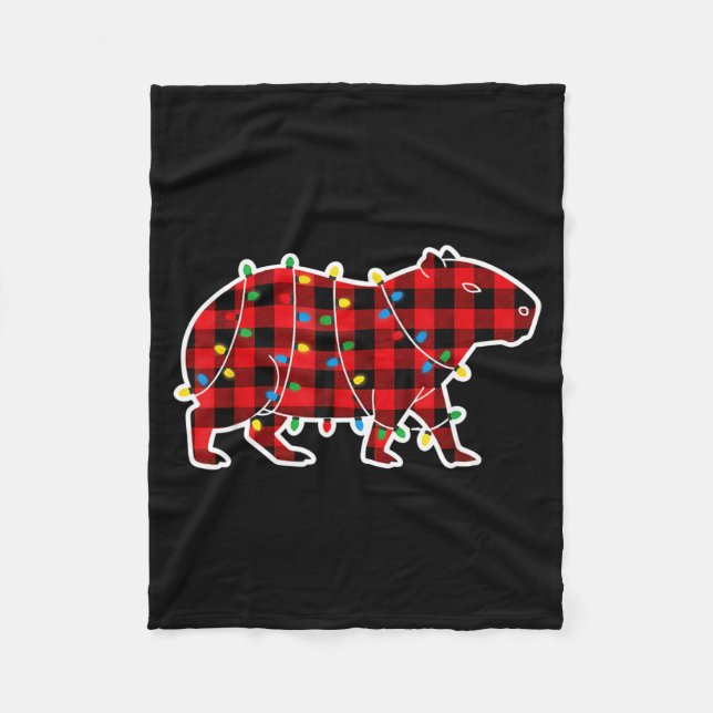 Red And Black Buffalo Plaid Capybara Christmas Lig Fleecedecke (Vorderseite)