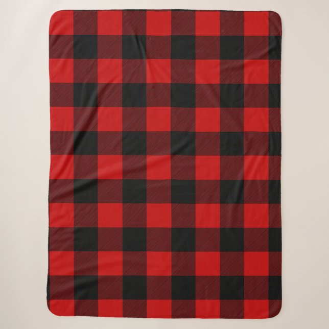 Red and Black Buffalo Plaid Sherpa Blanket Sherpadecke (Vorderseite)