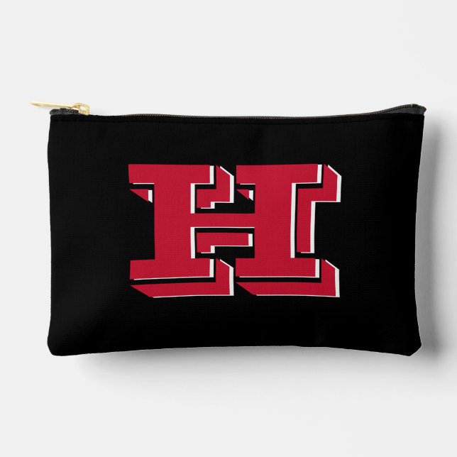 Red and Black College Style Initial Monogram Zubehörtasche (Vorderseite)