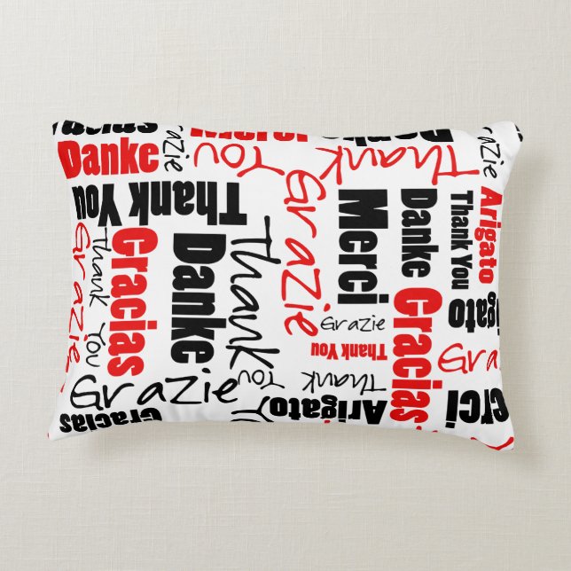 Red and Black DANK YOU Word Collage Zierkissen (Rückseite)