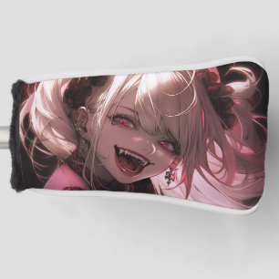 Red and Black Fanged Smile Vampire Anime Girl Golf Headcover