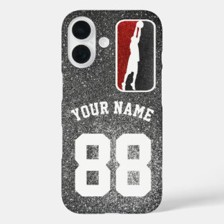 Red and Black Glitzer Basketball Team Jersey iPhone 16 Hülle