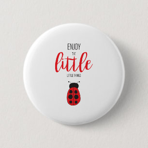 Red and Black Hand Drawn Baby Ladybug Niedlich Bug Button