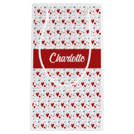 Red and Black Hearts Custom Monogram Name Kleine Geschenktüte