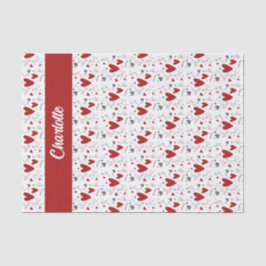 Red and Black Hearts Custom Monogram Name Seidenpapier
