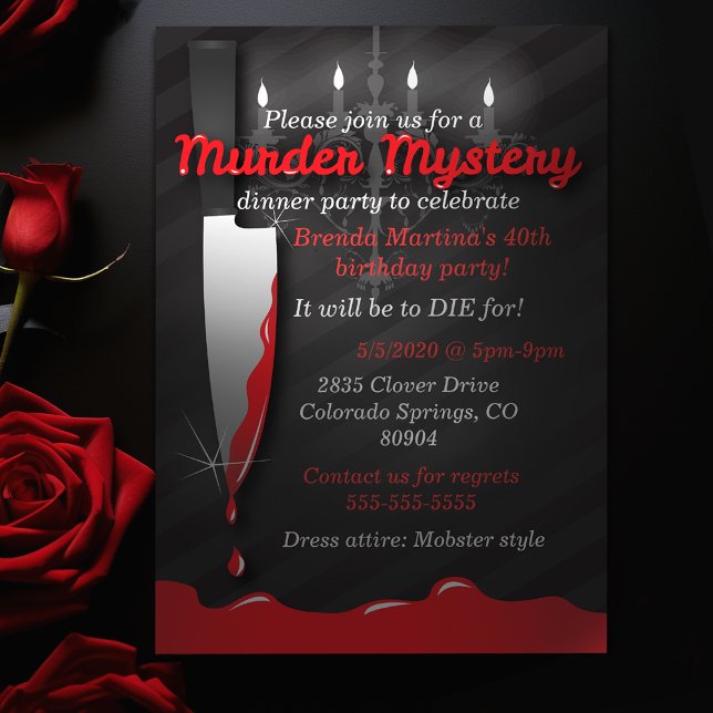 Red and Black Knife Murden Mystery Dinner Einladung (Red and Black Knife Murder Mystery Dinner Invitation)