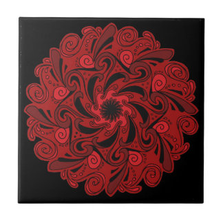 Red and Black Mandala Keramik Tile Fliese