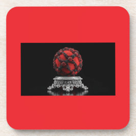 Red And Black Mandelbrot Sphere On Silver Pedestal Getränkeuntersetzer