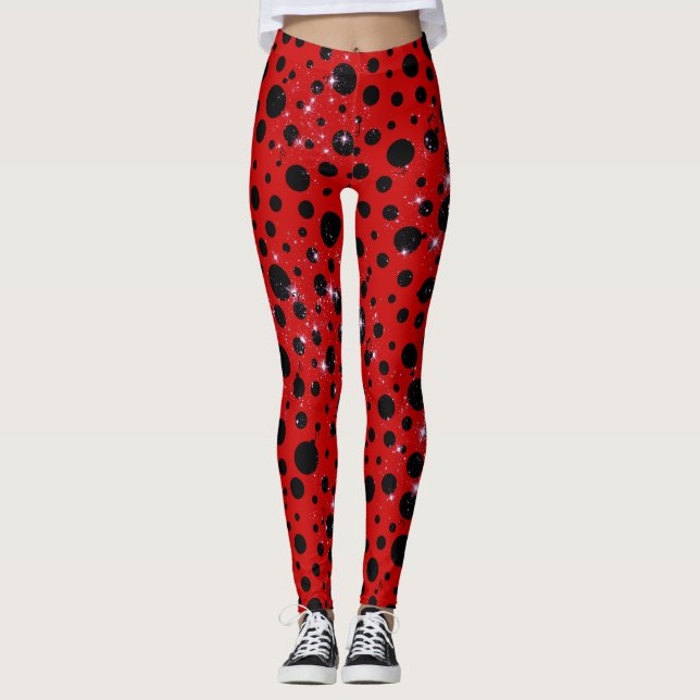 Red and black polka dots funny ladybug leggings (Vorderseite)