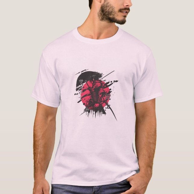 Red and black samurai Men's T-shirt (Vorderseite)
