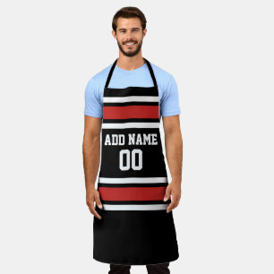 Red and Black Sports Jersey Individuelle Name Numb Schürze