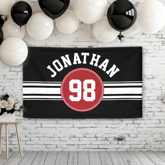 Red and Black Sports Jersey Personalisiert Banner (Custom Banner)