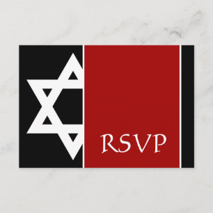 Red and Black Star von David Bar Mitzvah UAWG RSVP Karte