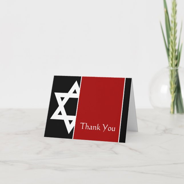 Red and Black Star von David Bar Mitzvah Vielen Da Dankeskarte (Vorderseite)