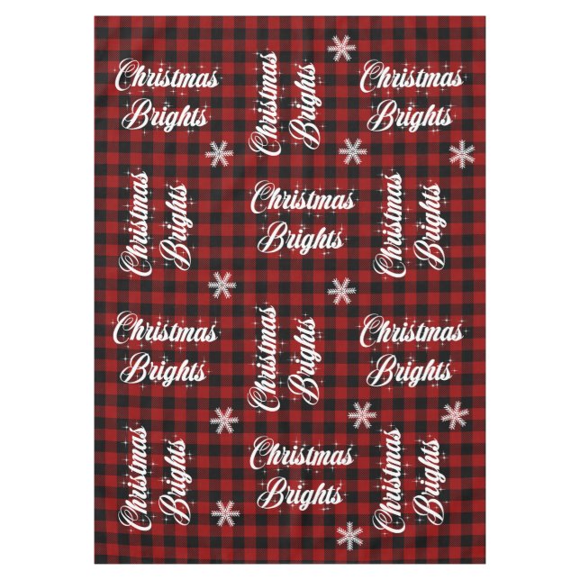 Red and Black Tartan Snowflake Weihnachtsbriefe T Tischdecke (Vorderseite)