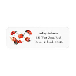 Red and Black Wassercolor Ladybug Return Adres