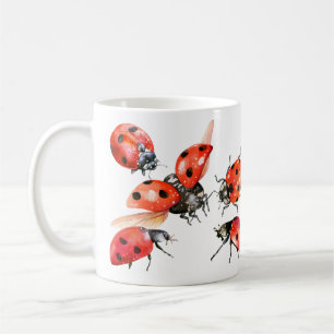 Red and Black Watercolor Ladybug Kaffeetasse