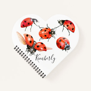 Red and Black Watercolor Ladybug Notizbuch