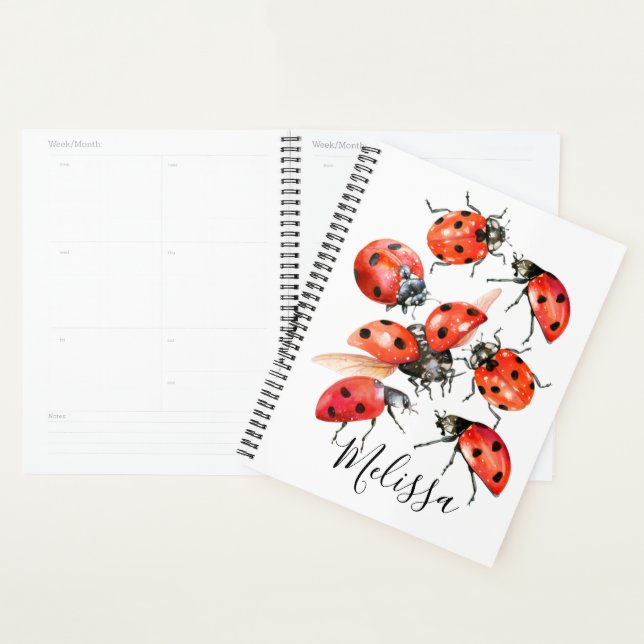 Red and Black Watercolor Ladybug  Planer (Anzeige)