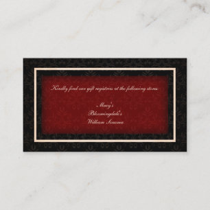 Red and Black Winter Wedding Gift Registrierungska Begleitkarte