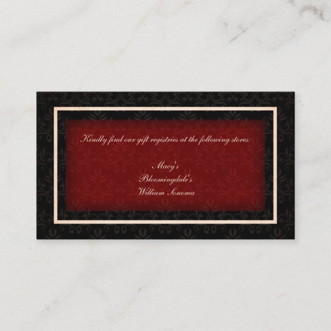 Red and Black Winter Wedding Gift Registrierungska Begleitkarte (Vorderseite)