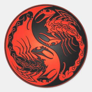 Red and Black Yin Yang Scorpions Runder Aufkleber
