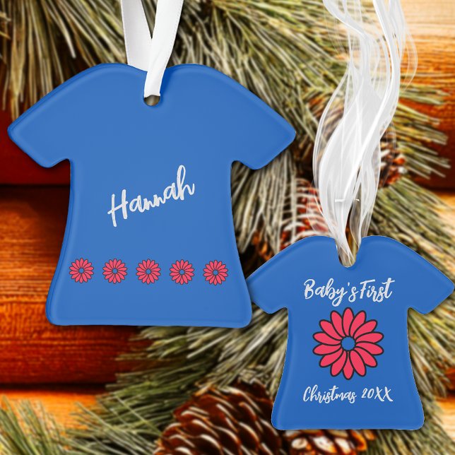 Red and Blue Baby Girl's First Christmas Ornament (Von Creator hochgeladen)