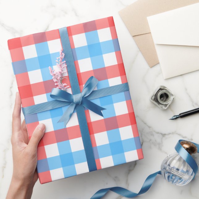 Red and Blue Chex Geschenkpapier (Schenken)