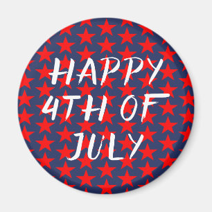 Red and Blue Happy 4. Juli Magnet
