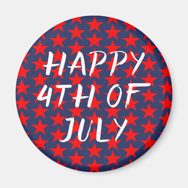 Red and Blue Happy 4. Juli Magnet (Vorne)