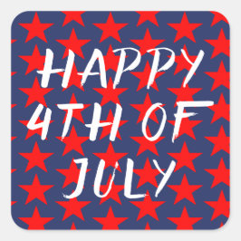 Red and Blue Happy 4. Juli Quadratischer Aufkleber