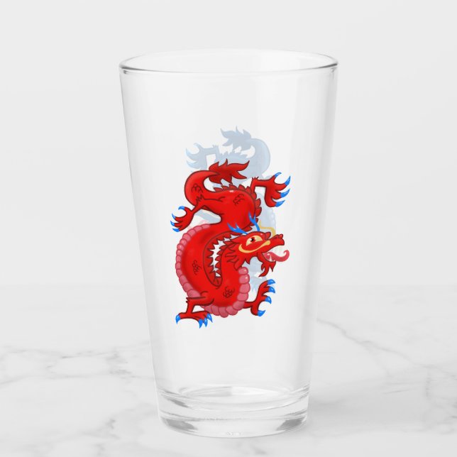 Red and Blue Oriental Dragons Glas (Vorderseite)