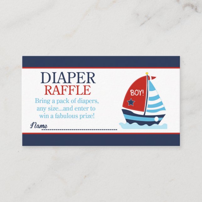 Red and Blue Sailboat Babydusche Windelwanne Winde Begleitkarte (Vorderseite)