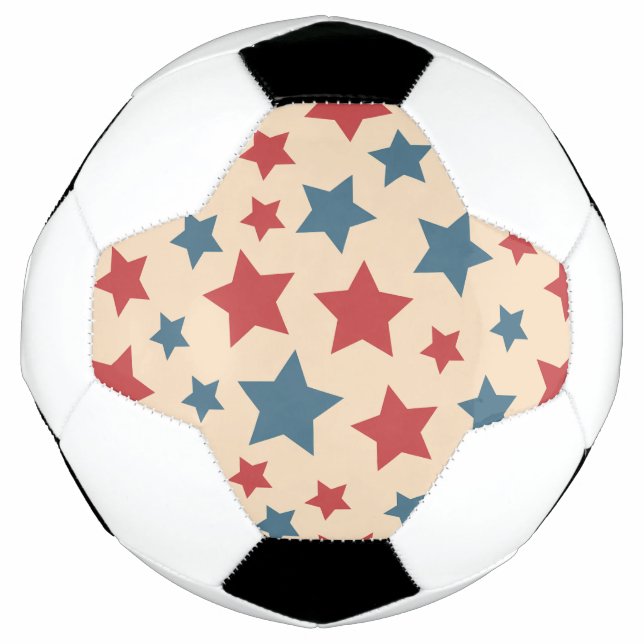 Red and Blue Stars, 4th of July, Beige Background Fußball (Vorderseite)