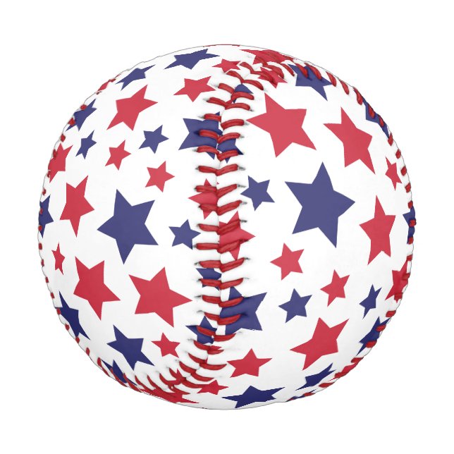 Red and Blue Stars, 4th of July, White Background Baseball (Schrägansicht)
