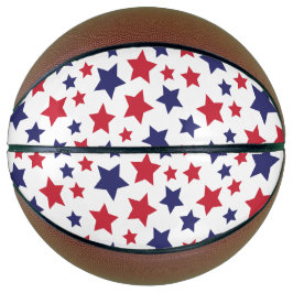 Red and Blue Stars, 4th of July, White Background Basketball