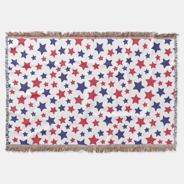 Red and Blue Stars, 4th of July, White Background Decke (Vorderseite)