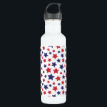 Red and Blue Stars, 4th of July, White Background Edelstahlflasche<br><div class="desc">Elegant,  stylish and sophisticated pattern with stars in red and blue color on white background. Modern and trendy gift,  perfect for the stars and 4th of July lover in your life.</div>