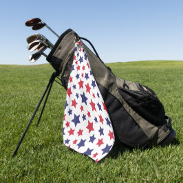 Red and Blue Stars, 4th of July, White Background Golfhandtuch