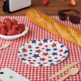 Red and Blue Stars, 4th of July, White Background Pappteller