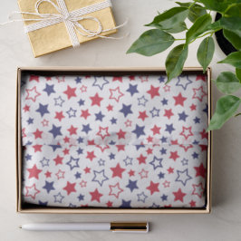 Red and Blue Stars, 4th of July, White Background Seidenpapier