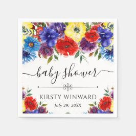 Red and Blue Summer Blume Babydusche Serviette