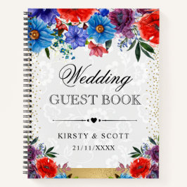 Red and Blue Summer Blume Wedding Guest Book Notizbuch