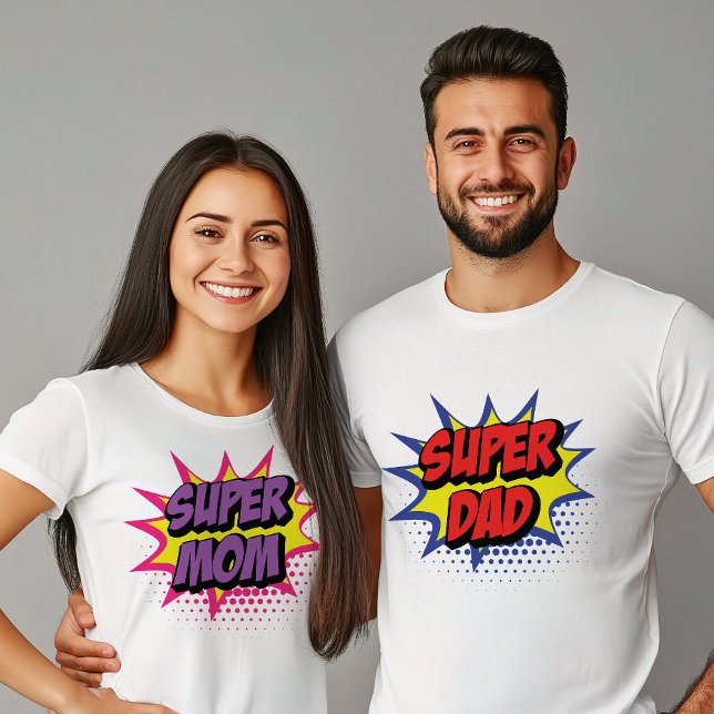 Red and Blue Super Hero Vater Fathers Day T-Shirt (Von Creator hochgeladen)