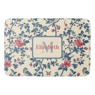 Red and Blue Toile de Jouy Personalisiert Badematte