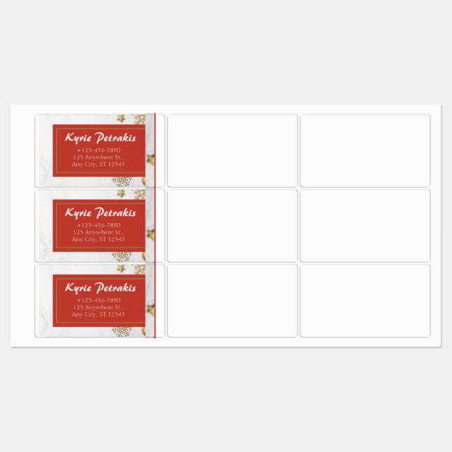 Red and Christmas Background Address Label Etiketten (Blatt)